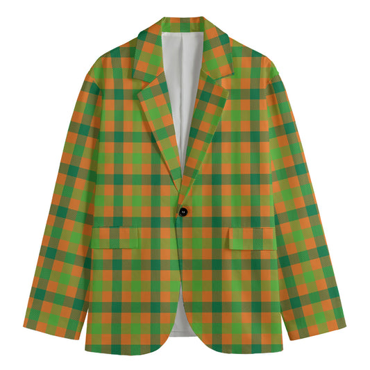 Shamrock Plaid Saint Patrick's Day Print Men's Cotton Blazer