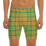 Shamrock Plaid Saint Patrick's Day Print Men's Long Boxer Briefs