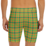 Shamrock Plaid Saint Patrick's Day Print Men's Long Boxer Briefs