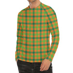 Shamrock Plaid Saint Patrick's Day Print Men's Long Sleeve Rash Guard