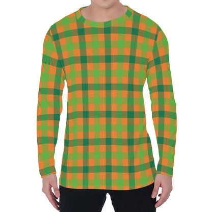 Shamrock Plaid Saint Patrick's Day Print Men's Long Sleeve T-Shirt
