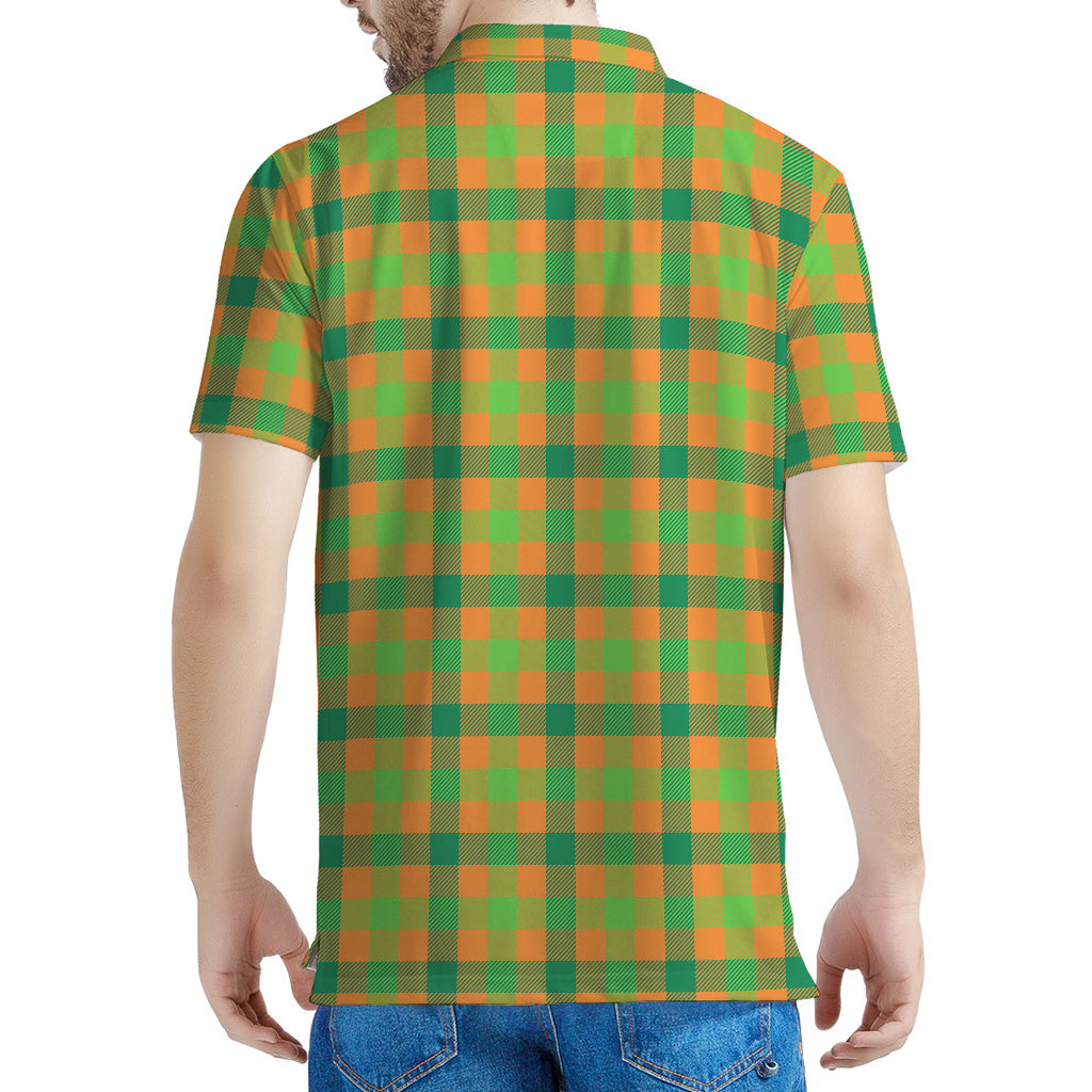 Shamrock Plaid Saint Patrick's Day Print Men's Polo Shirt