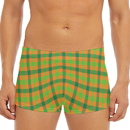 Shamrock Plaid Saint Patrick's Day Print Men's Short Boxer Briefs