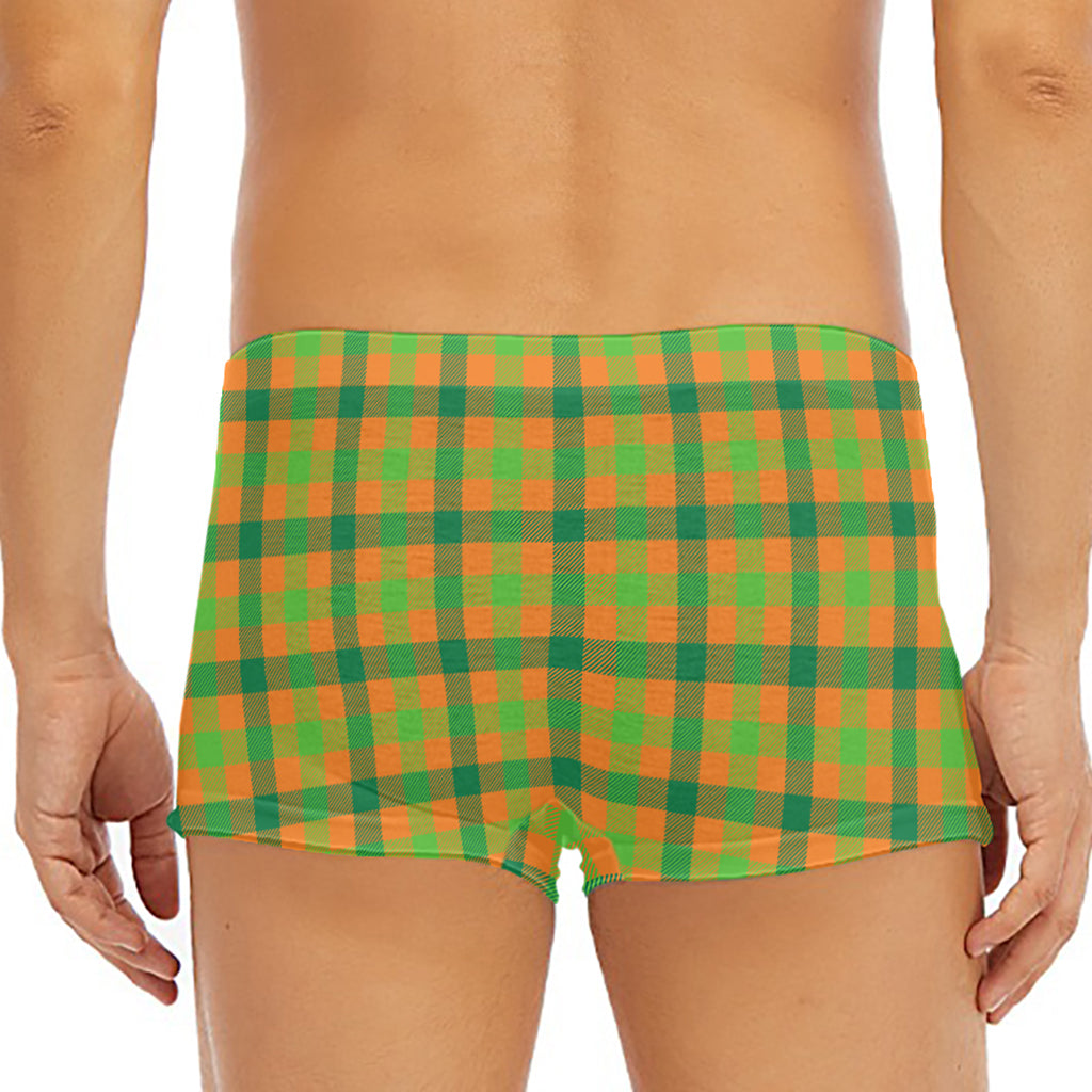 Shamrock Plaid Saint Patrick's Day Print Men's Short Boxer Briefs