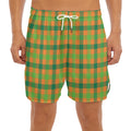 Shamrock Plaid Saint Patrick's Day Print Men's Split Running Shorts