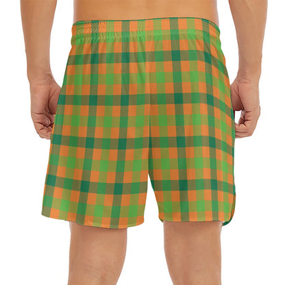 Shamrock Plaid Saint Patrick's Day Print Men's Split Running Shorts
