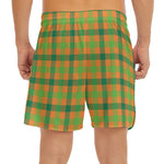 Shamrock Plaid Saint Patrick's Day Print Men's Split Running Shorts