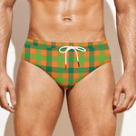 Shamrock Plaid Saint Patrick's Day Print Men's Swim Briefs