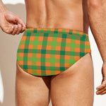 Shamrock Plaid Saint Patrick's Day Print Men's Swim Briefs