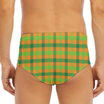 Shamrock Plaid Saint Patrick's Day Print Men's Triangle Swim Briefs