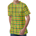 Shamrock Plaid Saint Patrick's Day Print Men's Velvet T-Shirt