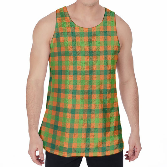 Shamrock Plaid Saint Patrick's Day Print Men's Velvet Tank Top