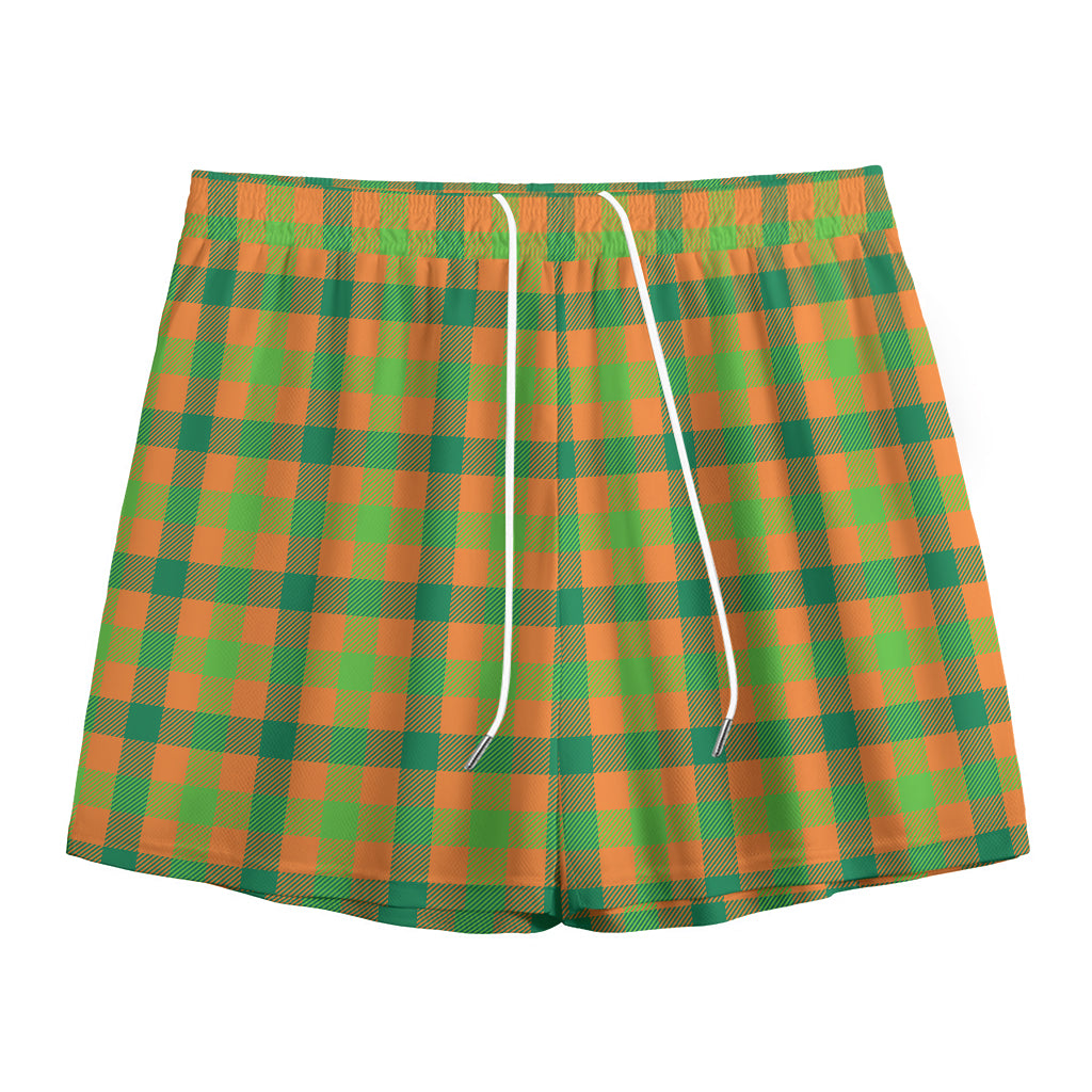 Shamrock Plaid Saint Patrick's Day Print Mesh Shorts