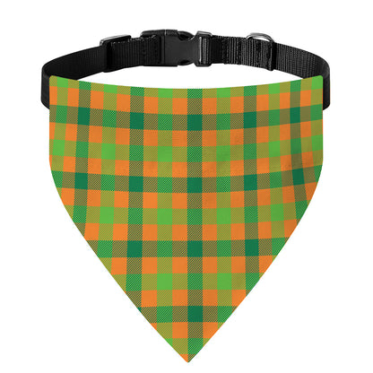 Shamrock Plaid Saint Patrick's Day Print Over The Collar Dog Bandana