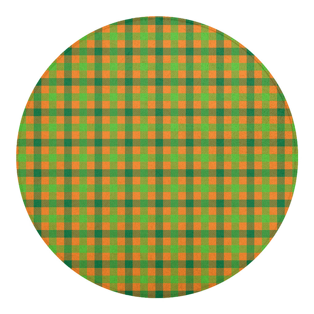 Shamrock Plaid Saint Patrick's Day Print Round Blanket