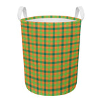 Shamrock Plaid Saint Patrick's Day Print Round Laundry Basket