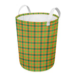 Shamrock Plaid Saint Patrick's Day Print Round Laundry Basket