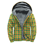 Shamrock Plaid Saint Patrick's Day Print Sherpa Lined Zip Up Hoodie