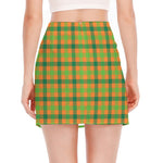 Shamrock Plaid Saint Patrick's Day Print Side Slit Mini Skirt