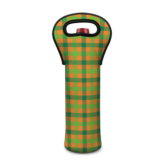 Shamrock Plaid Saint Patrick's Day Print Single Neoprene Wine Tote