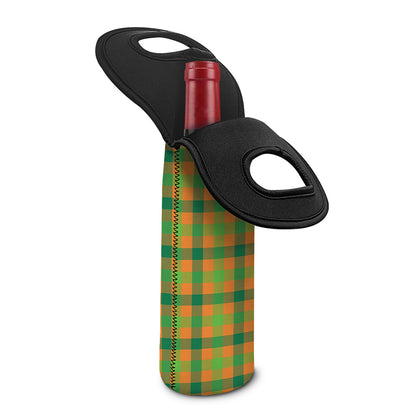 Shamrock Plaid Saint Patrick's Day Print Single Neoprene Wine Tote
