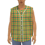 Shamrock Plaid Saint Patrick's Day Print Sleeveless Baseball Jersey