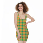Shamrock Plaid Saint Patrick's Day Print Sleeveless Bodycon Dress