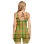 Shamrock Plaid Saint Patrick's Day Print Sleeveless One Piece Swimsuit