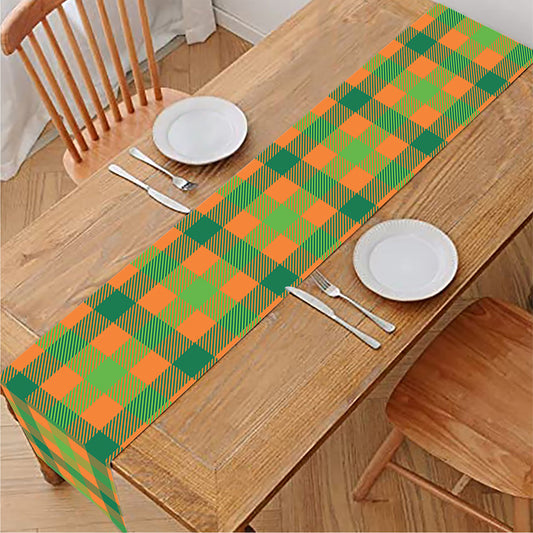 Shamrock Plaid Saint Patrick's Day Print Table Runner