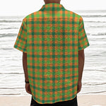 Shamrock Plaid Saint Patrick's Day Print Textured Short Sleeve Shirt