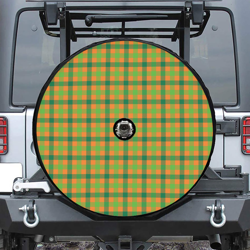 Shamrock Plaid Saint Patrick's Day Print Tire Cover With Camera Hole