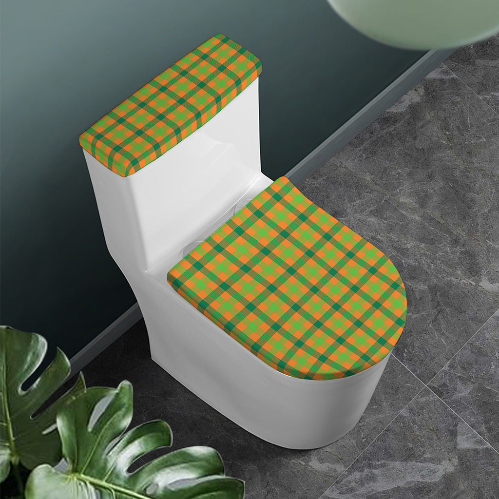 Shamrock Plaid Saint Patrick's Day Print Toilet Lid And Tank Cover Set