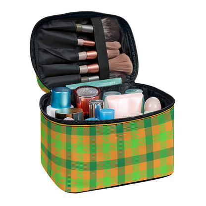 Shamrock Plaid Saint Patrick's Day Print Travel Makeup Bag
