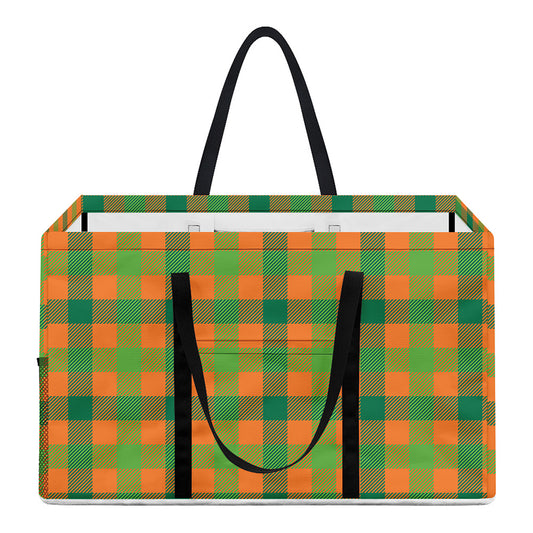 Shamrock Plaid Saint Patrick's Day Print Utility Tote Bag