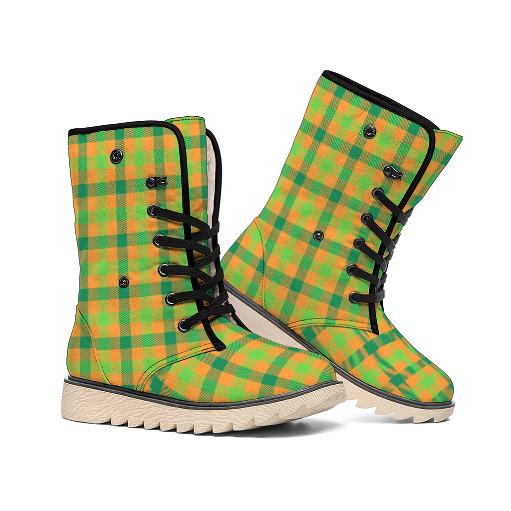 Shamrock Plaid Saint Patrick's Day Print Winter Boots