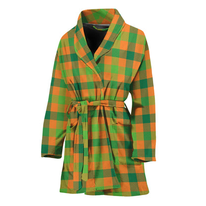 Shamrock Plaid Saint Patrick's Day Print Women's Bathrobe