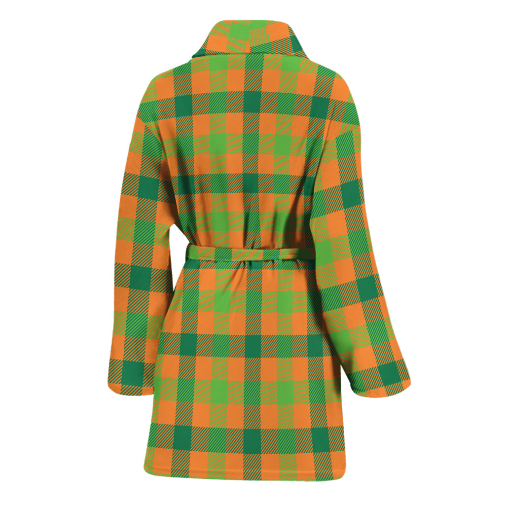 Shamrock Plaid Saint Patrick's Day Print Women's Bathrobe