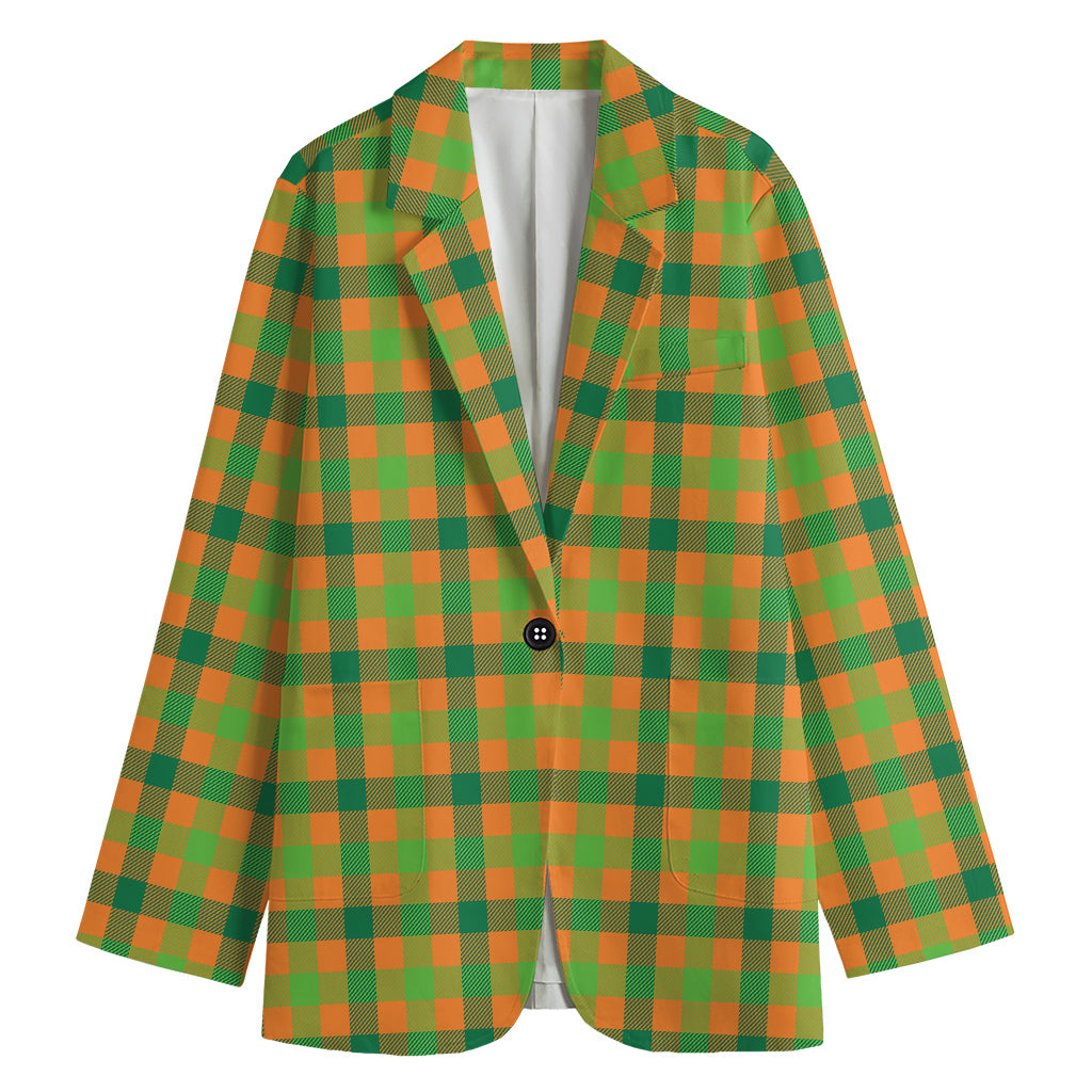 Shamrock Plaid Saint Patrick's Day Print Women's Blazer