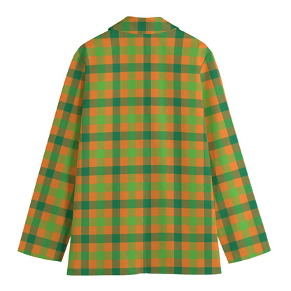 Shamrock Plaid Saint Patrick's Day Print Women's Blazer