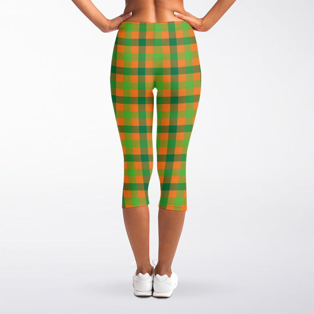 Shamrock Plaid Saint Patrick's Day Print Women's Capri Leggings