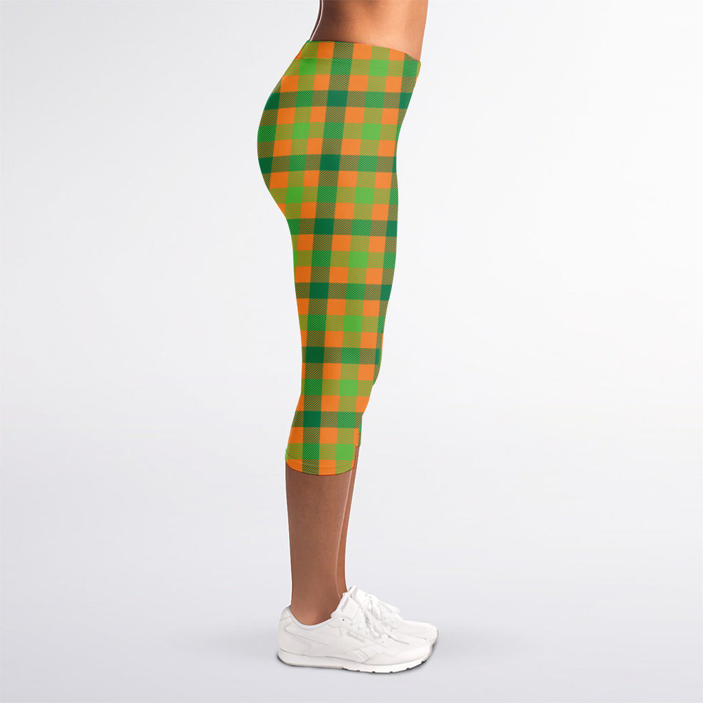 Shamrock Plaid Saint Patrick's Day Print Women's Capri Leggings