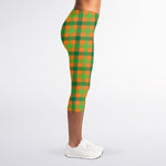 Shamrock Plaid Saint Patrick's Day Print Women's Capri Leggings