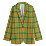 Shamrock Plaid Saint Patrick's Day Print Women's Cotton Blazer