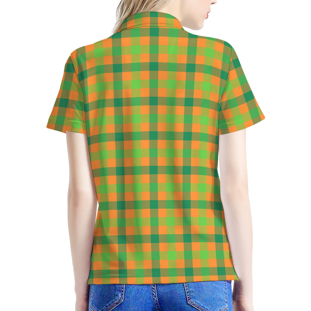Shamrock Plaid Saint Patrick's Day Print Women's Polo Shirt