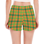 Shamrock Plaid Saint Patrick's Day Print Women's Split Running Shorts
