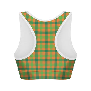 Shamrock Plaid Saint Patrick's Day Print Women's Sports Bra