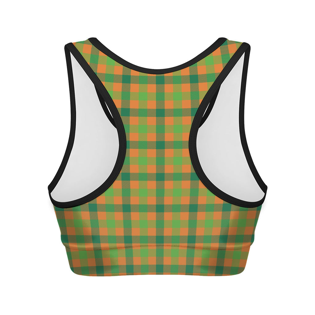 Shamrock Plaid Saint Patrick's Day Print Women's Sports Bra