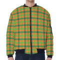 Shamrock Plaid Saint Patrick's Day Print Zip Sleeve Bomber Jacket