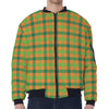 Shamrock Plaid Saint Patrick's Day Print Zip Sleeve Bomber Jacket