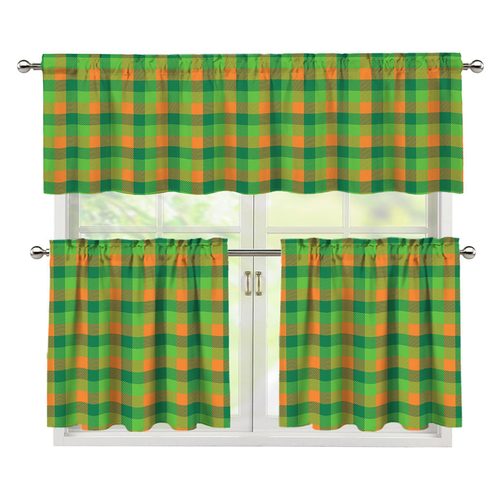 Shamrock Plaid St. Patrick's Day Print 3 Piece Kitchen Curtains